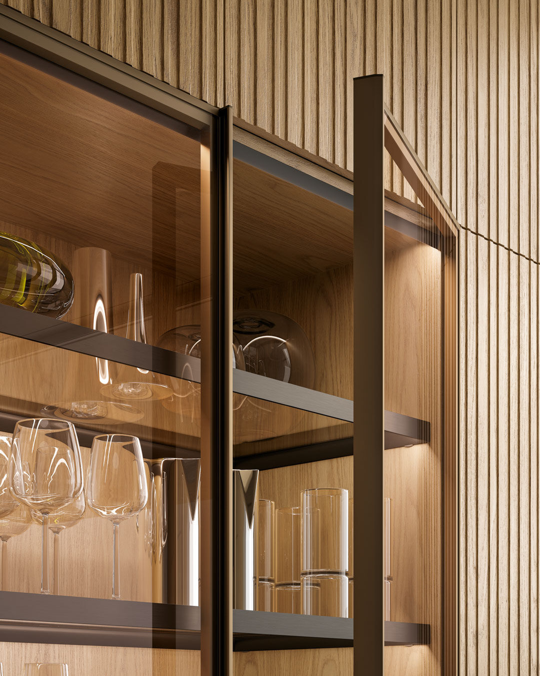 Lignum et Lapis Kithcen - Stopsol Glass Doors Close Up