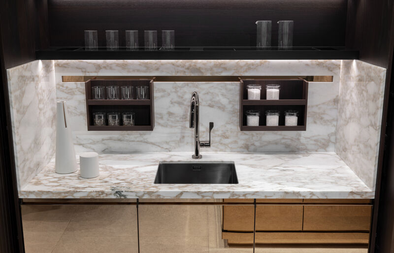 Hidden Kitchen Area in Arclinea Convivium with Lapis