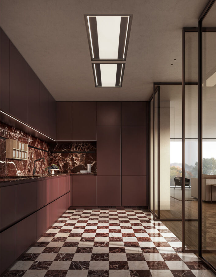 Arclinea Thea Borgogna Kitchen - Reverse Angle